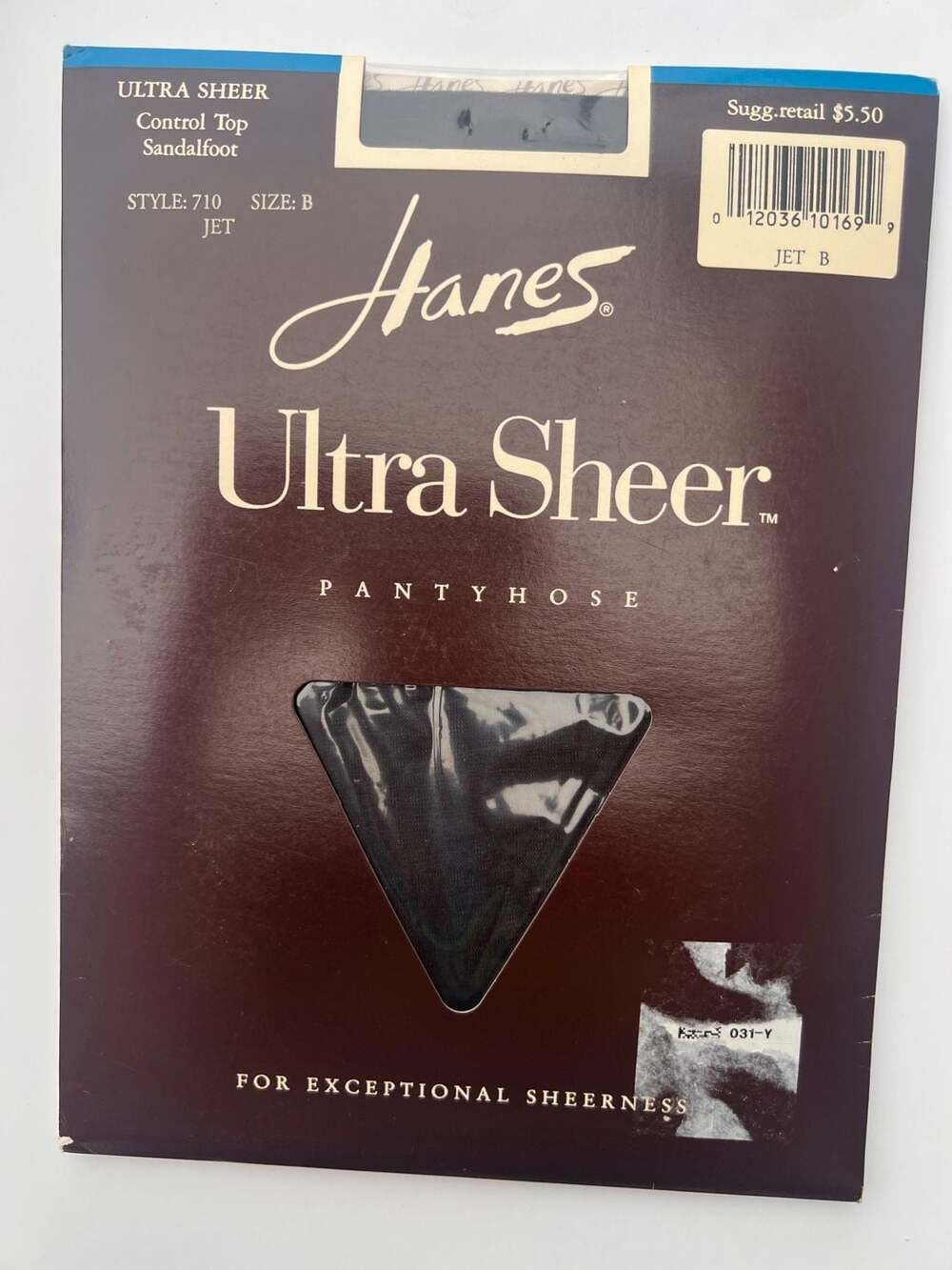 Hanes Ultra Sheer Pantyhose Style 710 Jet Size B Control Top Sandalfoot